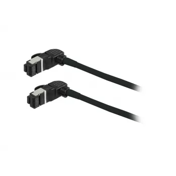 SYNERGY21 S218115 CAT6A S/FTP tievs komutācijas kabelis, RJ45, 2m, melns, 500MHz, LSZH, rotējošs savienotājs