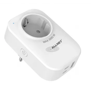 ALLNET ESP32 WiFi viedā kontaktligzda ar enerģijas monitoringu un 2x USB lādētāju ALL3079