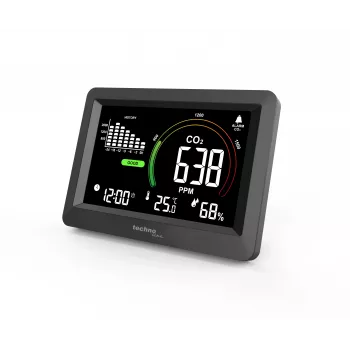 Technoline WL1028 CO2 monitors ar gaisa kvalitātes kontroli un trauksmes signālu, melns
