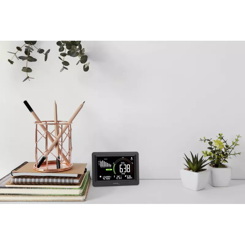 Technoline WL1028 CO2 monitors ar gaisa kvalitātes kontroli un trauksmes signālu, melns