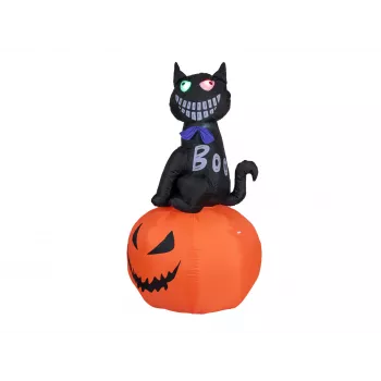 EUROPALMS Halloween piepūšamā figūra kaķis ar ķirbi, 183cm 83316152