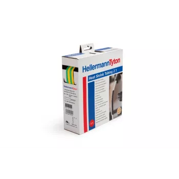 HellermannTyton HIS-PACK termiski saraukošās caurules kārba 6,4/3,2 mm dzeltenzaļa 5 m 300-30647