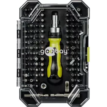 Goobay 100 gabalu skrūvgrieža uzgaļu komplekts ar 1/4 inch sešstūra S2 tērauda uzgaļiem un magnētisko uzgaļu turētāju 77844