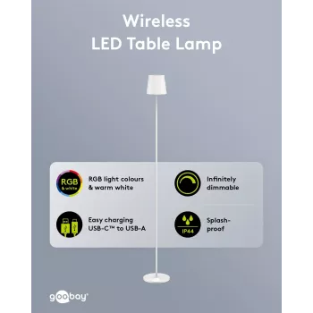 WENTRONIC Goobay Bezvadu LED grīdas lampa XL 122 cm RGBW balta (76572)