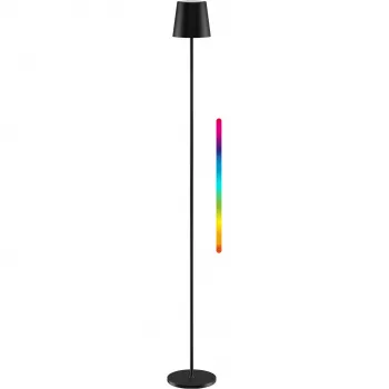 Goobay bezvadu LED grīdas lampa, izmērs XL, 122 cm, RGBW, melna 76573