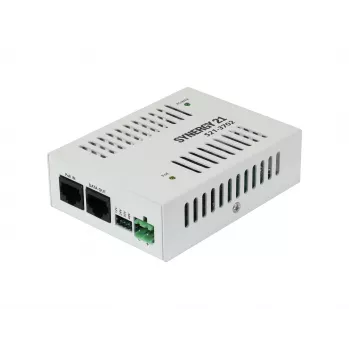 SYNERGY21 S21-3702 PoE+ uz 24V DC pastāvīga sprieguma draiveris, 24W, IEEE 802.3at, RJ45 ieeja, skrūvju spailes