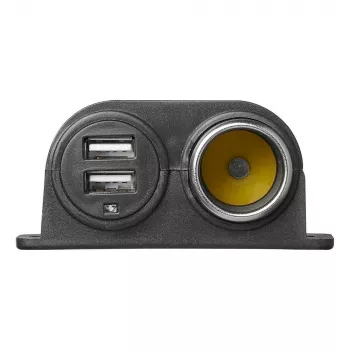 IWH 12/24V transportlīdzekļa barošanas ligzda ar 2 USB portiem, kopējā jauda 4,2A (019010)