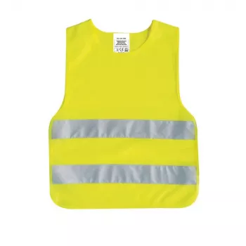 IWH 453502 Bērnu augstas redzamības drošības veste EN 1150, fluorescējoši dzeltena, ar āķu un cilpu aizdari, unisex