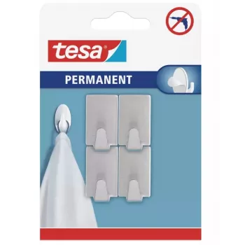 tesa Permanent Hook Rectangular S metāla, hroma, pašlīmējošs, 1,5 kg, 1 gab 66612-00000-00