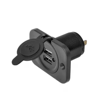 IWH USB dubultā iegremdējamā ligzda 12/24V 2.1A 2x USB-A melna 019006
