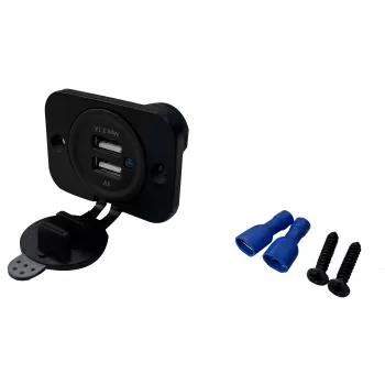 IWH USB dubultā iegremdējamā ligzda 12/24V 2.1A 2x USB-A melna 019006