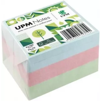 UPM Notes līmlapiņas 5654-20PG-6 Pastel 75x75mm 100 lapas, 6 blociņi