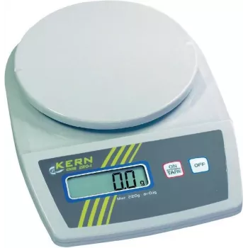 Kern EMB 2200-0 pārnēsājami precīzie svari, 2,2 kg ietilpība, 1 g nolasāmība, barošana no baterijām vai tīkla