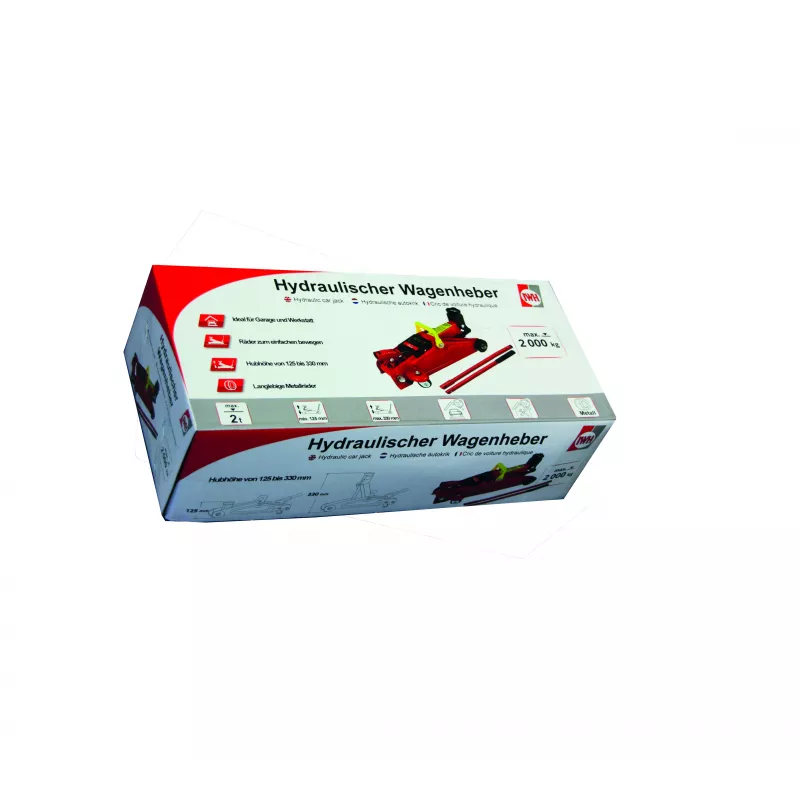 IWH hidrauliskais domkrats 2 t, pacelšanas augstums 125–330 mm, sarkans, 010008