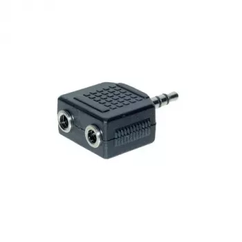 exertis Connect audio sadalītāja kabelis - 3,5 mm stereo vītņu uz 2x mātīšu, 0,2 m, melns 64650