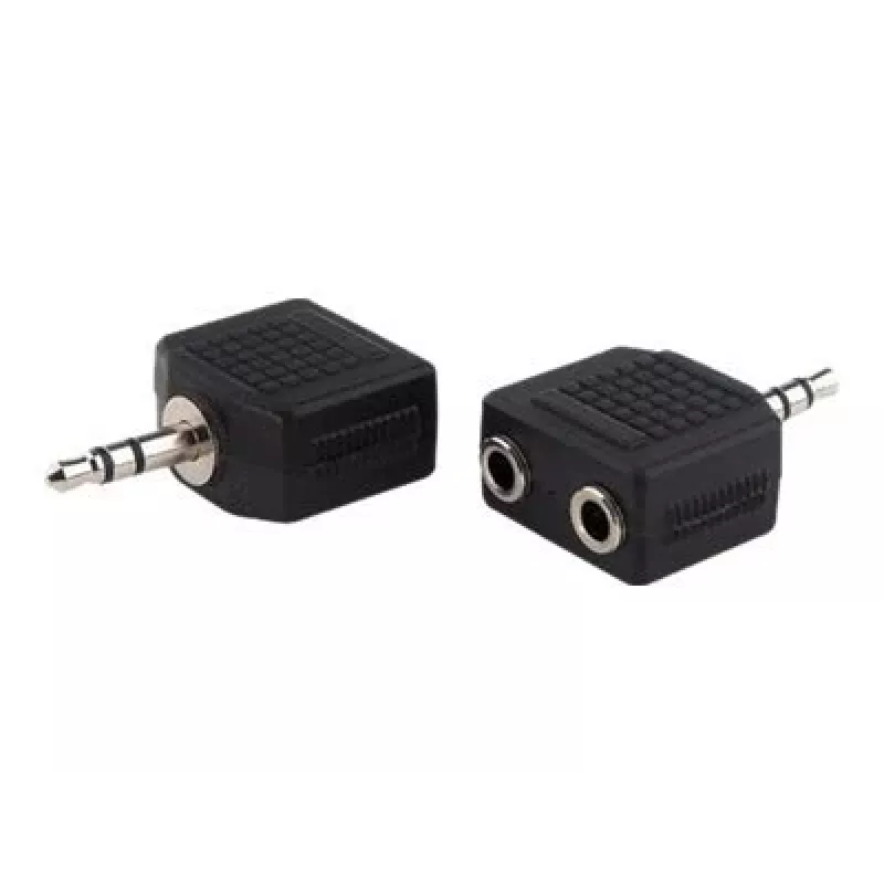 exertis Connect audio sadalītāja kabelis - 3,5 mm stereo vītņu uz 2x mātīšu, 0,2 m, melns 64650