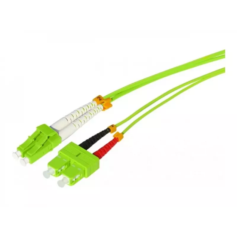 Tecline HD OM5 optiskās šķiedras komutācijas kabelis, LC Duplex uz SC Duplex, 50/125 µm, laima zaļš, 10 m 796LS10