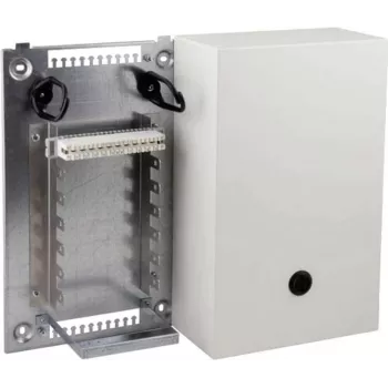 EFB-Elektronik VKA2 optiskās šķiedras sadales korpuss ar pamatplāksni un VKA montāžas komplektu 10 DA portiem, sienas montāžai, gaiši pelēks 46017.1V10