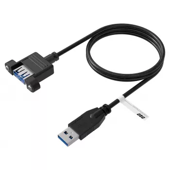 EFB Elektronik USB 3.0 pagarinājuma kabelis, USB-A vīrišķais uz panelī montējamu USB-A sievišķo, 1,8 m, melns K5265SW.1V2
