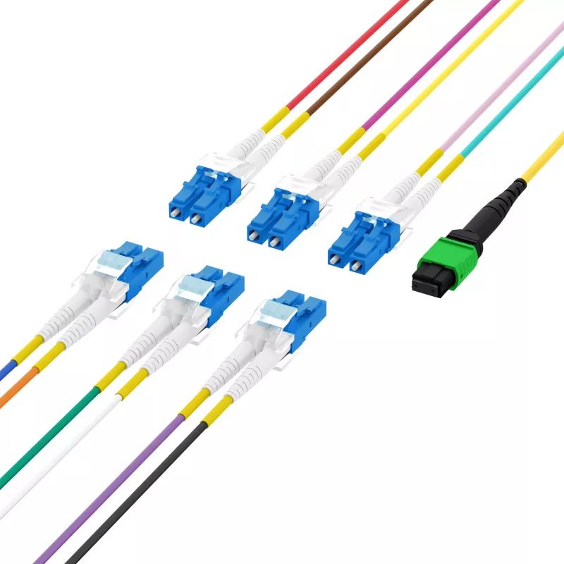 EFB Elektronik MPOF12LCOS2-2 MPO-PLUS/APC(F)-LC maģistrālais kabelis OS2 12 šķiedras Type B LSZH dzeltens 2m