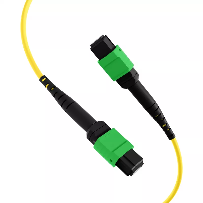 EFB Elektronik MPOF12MPOFOS2-3 MPO-PLUS/APC(F) uz MPO-PLUS/APC(F) OS2 vienmoda 12-šķiedru Type B LSZH savienojuma kabelis, 3m, dzeltens