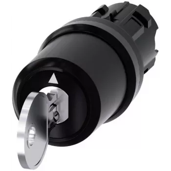 Siemens SIRIUS ACT atslēgas slēdzis, 22mm, 2 pozīcijas, fiksējošs, 90°, melns plastmasas priekšējais gredzens, SSG10 atslēga 3SU10005HJ010AA0
