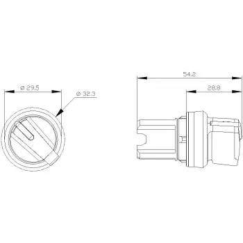 Siemens SIRIUS ACT 3SU10022BC100AA0 pārslēga galva, 22 mm, 2 pozīcijas, fiksējošs, melns plastmasas priekšgredzens, ar apgaismojuma iespēju