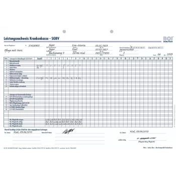 BOI Leistungsnachweis Krankenkasse SGB V veidlapas, 50 loksnes, A4, baltas 9206-00329