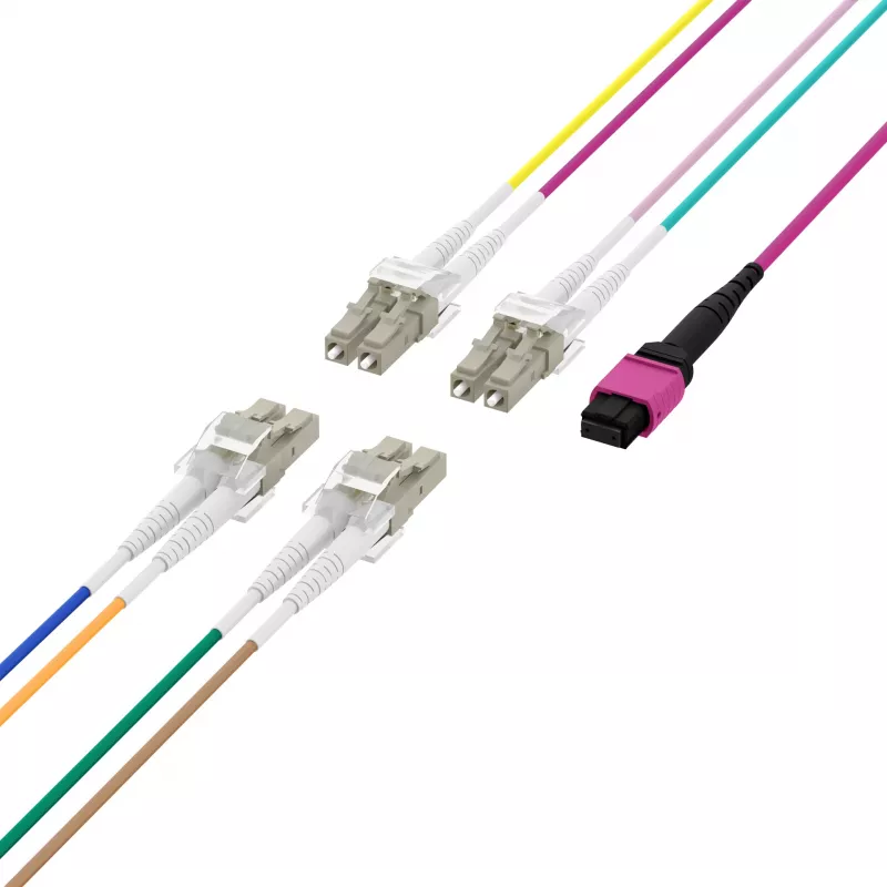 EFB Elektronik MPOF08LCOM4-10 MPO-PLUS (F) uz LC maģistrālais kabelis, OM4, 8 šķiedras, Type B, LSZH, Erika-violet, 10 m