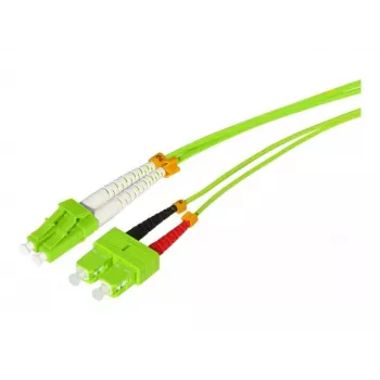 Tecline HD OM5 50/125 µm daudzmodu optiskās šķiedras komutācijas kabelis, LC Duplex uz SC Duplex, laima zaļš, 3,0 m 796LS03