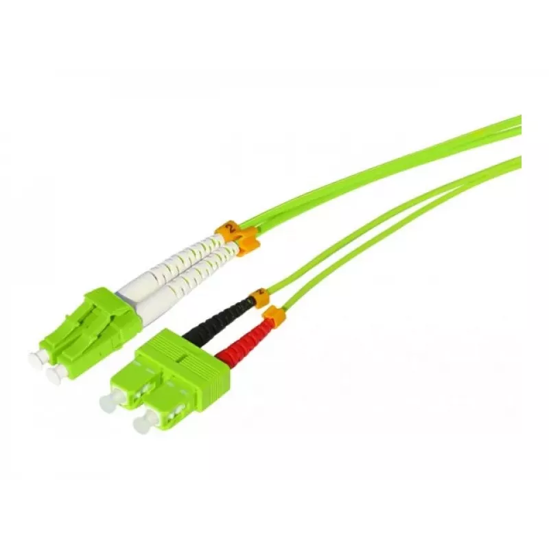 Tecline HD OM5 50/125 µm daudzmodu optiskās šķiedras komutācijas kabelis, LC Duplex uz SC Duplex, laima zaļš, 3,0 m 796LS03