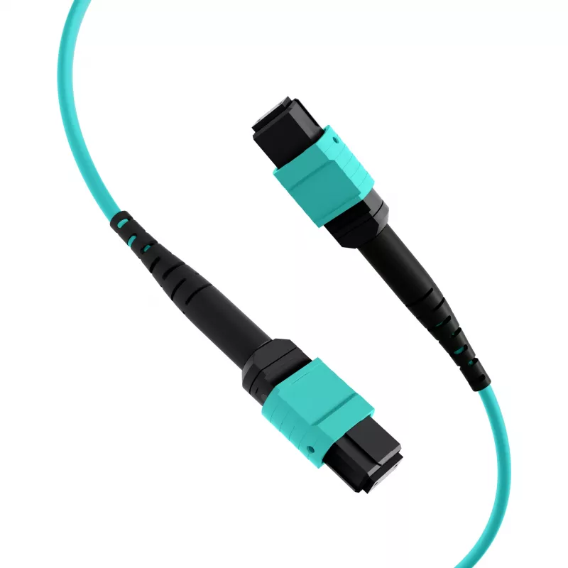 EFB Elektronik MPO-PLUS Female to MPO-PLUS Female OM3 Multimode Fiber Patch Cable, 12 Fibers, Type B Polarity, LSZH Aqua Jacket, 1 m MPOF12MPOFOM3-1