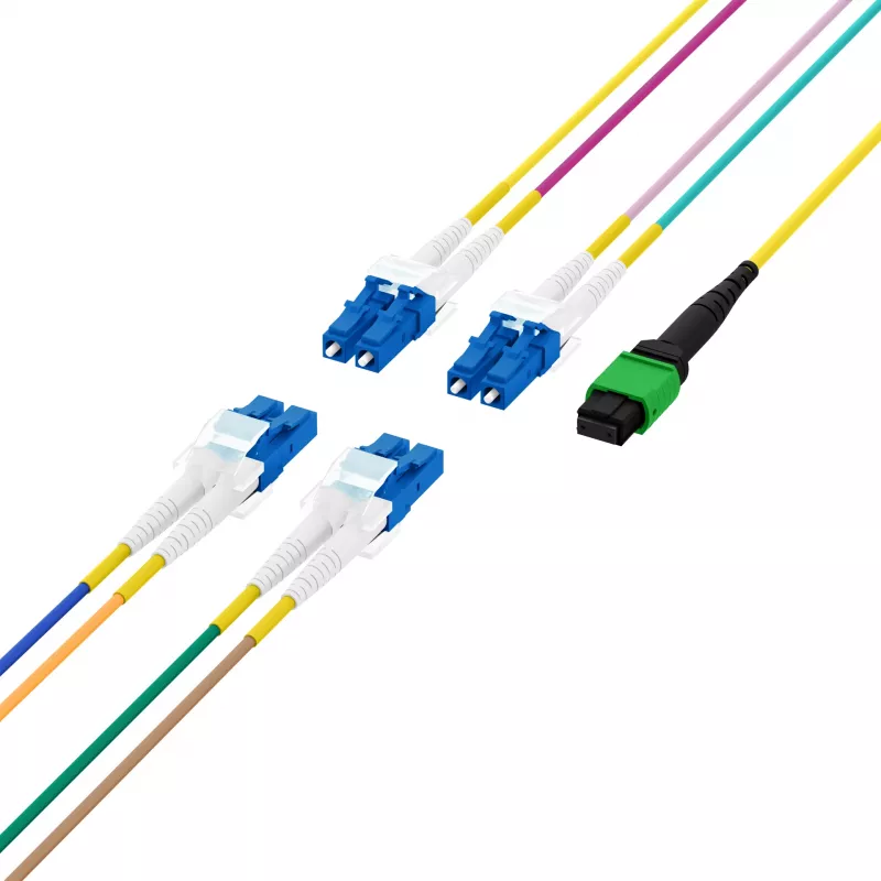 EFB Elektronik MPOF08LCOS2-2 MPO-PLUS/APC(F) uz LC OS2 8-šķiedru maģistrālais kabelis, Type B, LSZH, dzeltens, 2 m