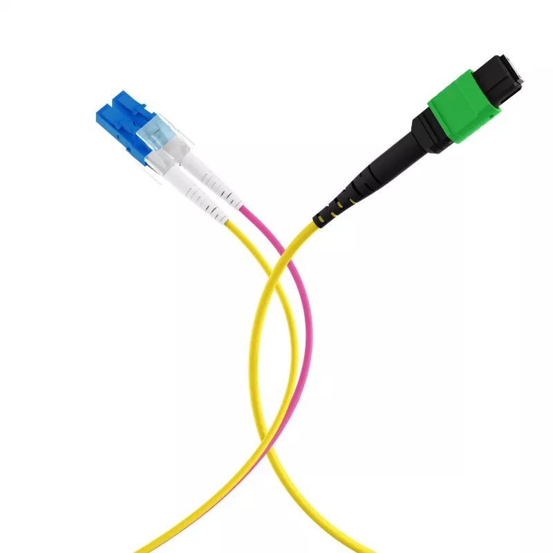 EFB Elektronik MPOF08LCOS2-2 MPO-PLUS/APC(F) uz LC OS2 8-šķiedru maģistrālais kabelis, Type B, LSZH, dzeltens, 2 m