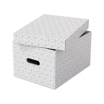 LEITZ 628282 Home uzglabāšanas kaste Medium, 3 gab. komplekts, balta, 100% pārstrādāts gofrēts kartons, noņemams vāks, kraujamas