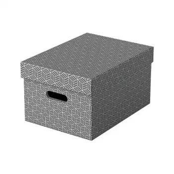 Leitz 628283 Esselte Home vidēja izmēra uzglabāšanas kaste, balta/pelēka, 3 gab., 14L, pārstrādāts kartons