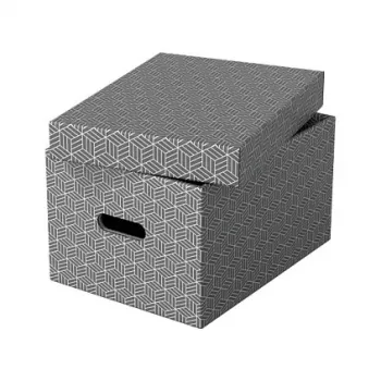Leitz 628283 Esselte Home vidēja izmēra uzglabāšanas kaste, balta/pelēka, 3 gab., 14L, pārstrādāts kartons