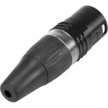 HICON HI-X5CM-B 5 kontaktu vīriešu XLR savienotājs, lodējams, cinkota metāla korpuss, melns 30200514