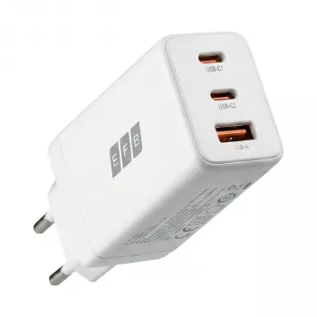EFB Elektronik 65W GaN sienas lādētājs ar 2x USB-C + USB-A PD3.0 QC3.0, balts, G651A2CE
