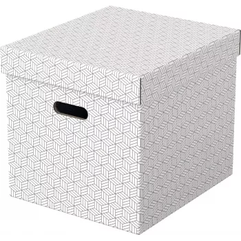 LEITZ Home Cube uzglabāšanas kārbu komplekts, 3 gab., baltas, 100% pārstrādāts gofrēts kartons, noņemams vāks 628288