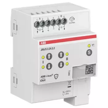 ABB JRA/S2.24.2.2 Žalūziju/ruļļu piedziņas aktulators, 2 kanāli, 24V, manuālā vadība, KNX 2CDG110295R0011