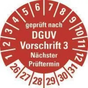 HEIN Industrieschilder DGUV V3 pārbaudes uzlīmes NP26-31, apaļas 20 mm, pastāvīga līme, baltas, 500/rullī 185658