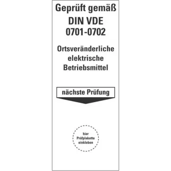 HEIN 178140 pārbaudes uzlīmes DIN VDE 0701-0702, pašlīmējošas, dzeltenas, 50 x 25 mm, 100 uzlīmes