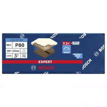 Bosch C470 Best for Wood and Paint slīpēšanas loksnes, 80 graudainība, 150 x 100 mm, 50 gab. 2608901642