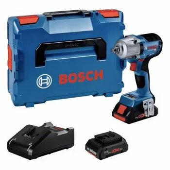 Bosch Professional GDS 18V-450 HC 06019K4003 bezvadu trieciena uzgriežņu atslēga 18V ar 2x 5.0Ah akumulatoriem, lādētāju un L-BOXX