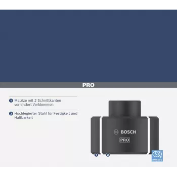 Bosch 2608001168 presēšanas matrica cauruļveida kabeļu uzgaļiem un savienotājiem, 240 mm², sešstūra profils