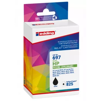 edding EDD-697 melnā tintes kasetne, saderīga ar HP 912XL (3YL84AE)