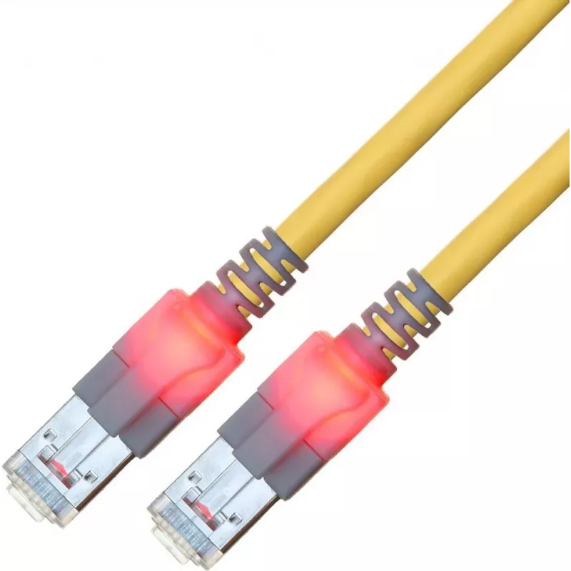 ZVK GMBH Easylan DualBoot LED Patch Cable RJ45 S/FTP Cat.6 (Class E) ar saCon savienotāju, LSOH, dzeltens, 25 m CS1OYCDCD0250