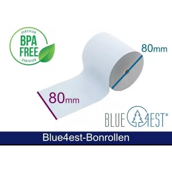 ARTDEV Blue4est® ekoloģiskais termopapīra rullis 80mm x 80m, 12mm serde, zils, 52g, 35 gadu arhīva, bez BPA ADT808012-BT-BLUE4EST-55
