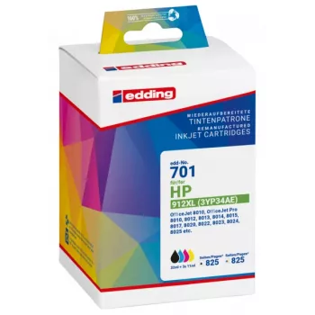 Edding 18-701 saderīgu tintes kasetņu komplekts HP 912XL printeriem, melna/ciāna/magenta/dzeltena